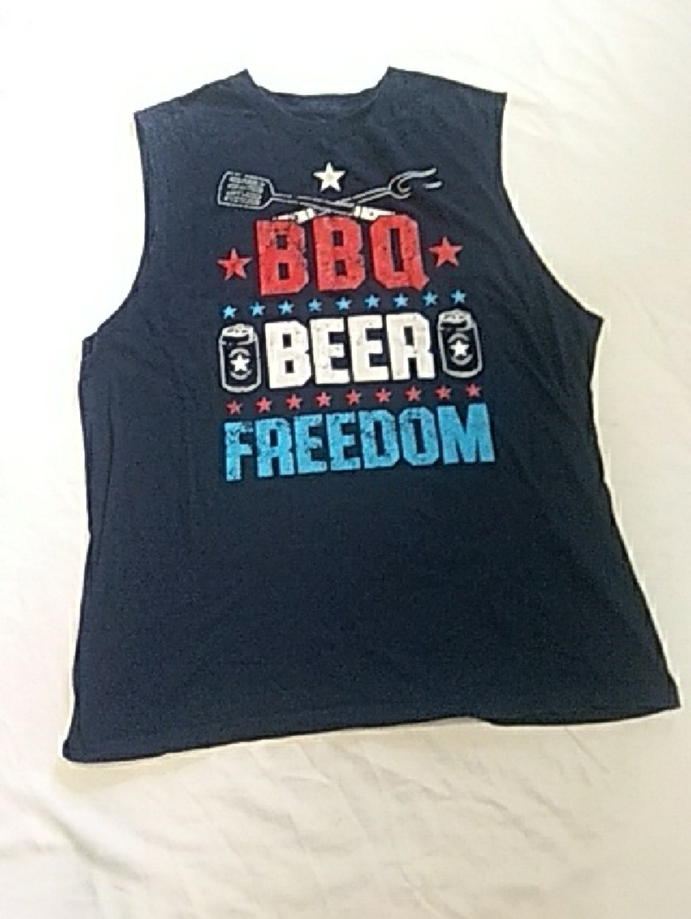 BBQ Beer Freedom Graphic Muscle Tank - Blue